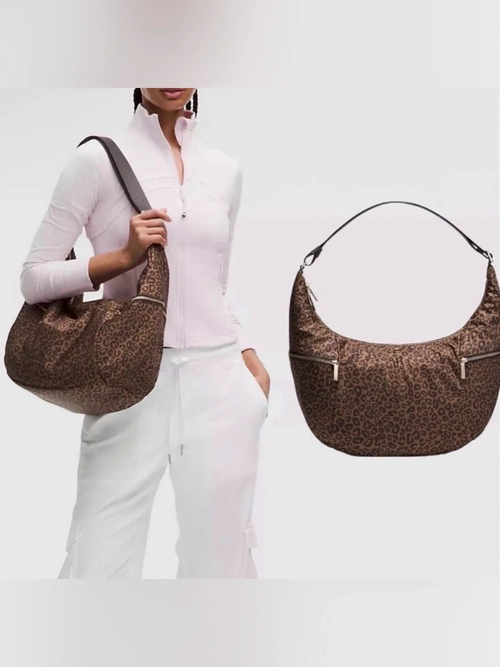 NWT Lululemon Slouchy Sling Bag 13L - Leopard Print Metal Hardware